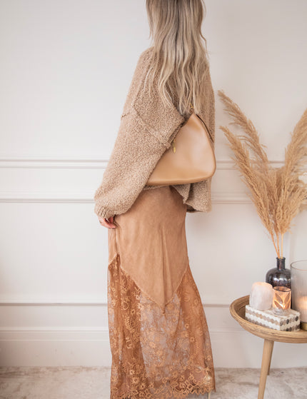 Moonlight Lace Camel - Maxi Skirt