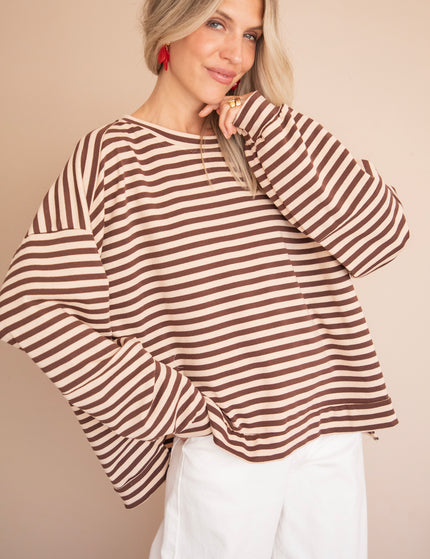 Pullover - Sadie Stripe - Beige/Braun