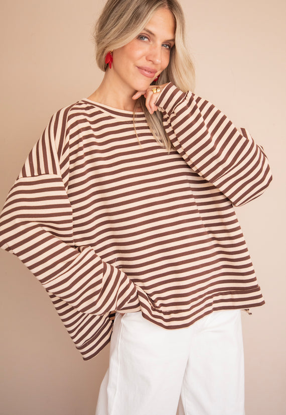 Sadie Stripe Beige/Brown - Sweater