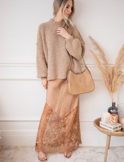 Moonlight Lace Camel - Maxi Skirt