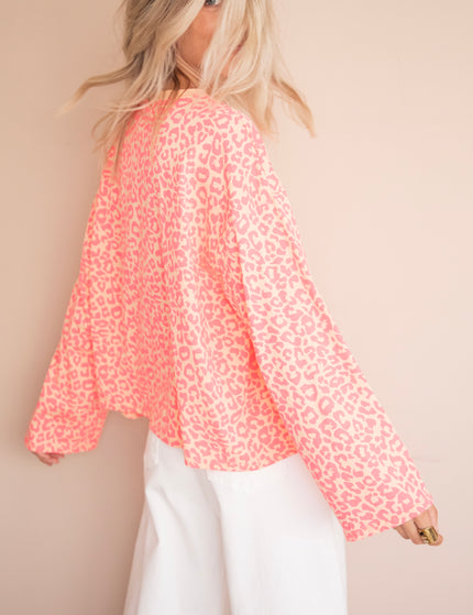 Langarmshirt - Sadie Leopard - Orange/Fuchsia