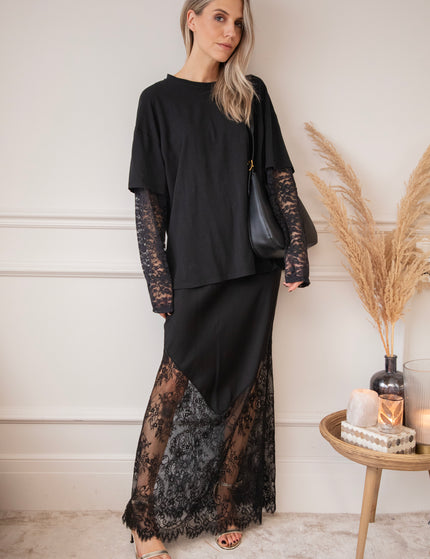 Moonlight Lace Black - Maxi Skirt