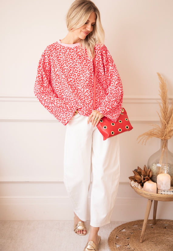 Sadie Leopard Baby Pink/Raspberry - Longsleeve
