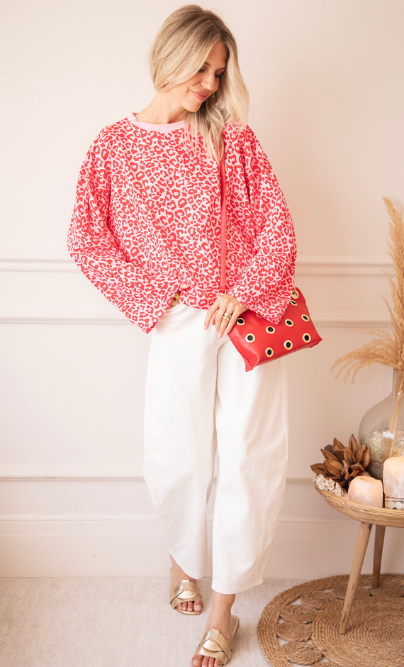 Sadie Leopard Baby Pink/Raspberry - Longsleeve