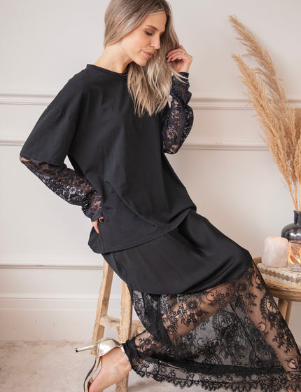 Moonlight Lace Black - Maxi Skirt