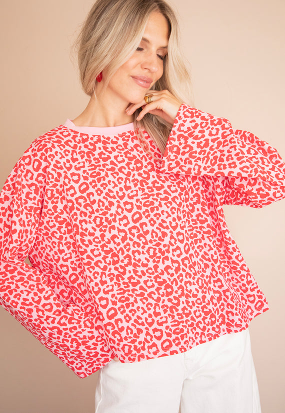 Sadie Leopard Baby Pink/Raspberry - Longsleeve