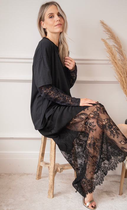 Moonlight Lace Black - Maxi Skirt