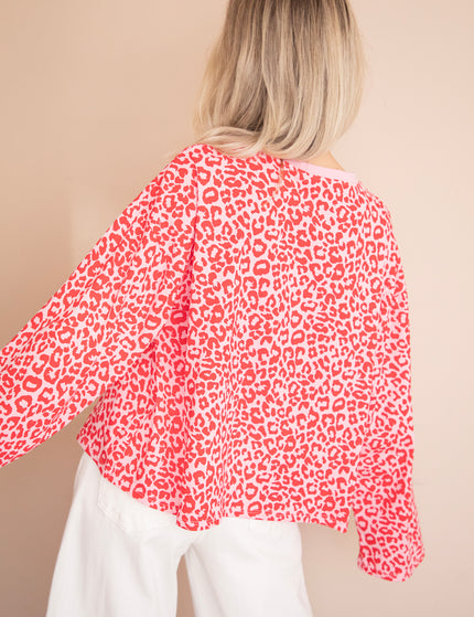 Langarmshirt - Sadie Leopard - Babyrosa/Himbeere