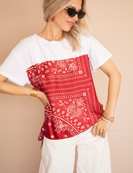 T-Shirt - Bandana Base - Weiß/Bordeaux