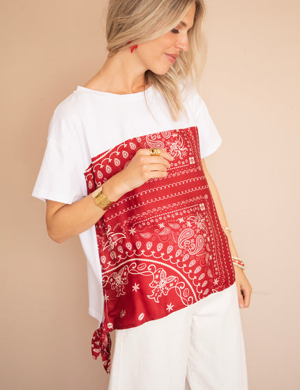 T-Shirt - Bandana Base - Weiß/Bordeaux