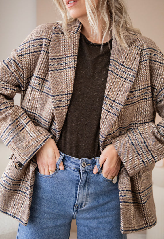 Plaid Perfection Taupe - Jacket/Blazer