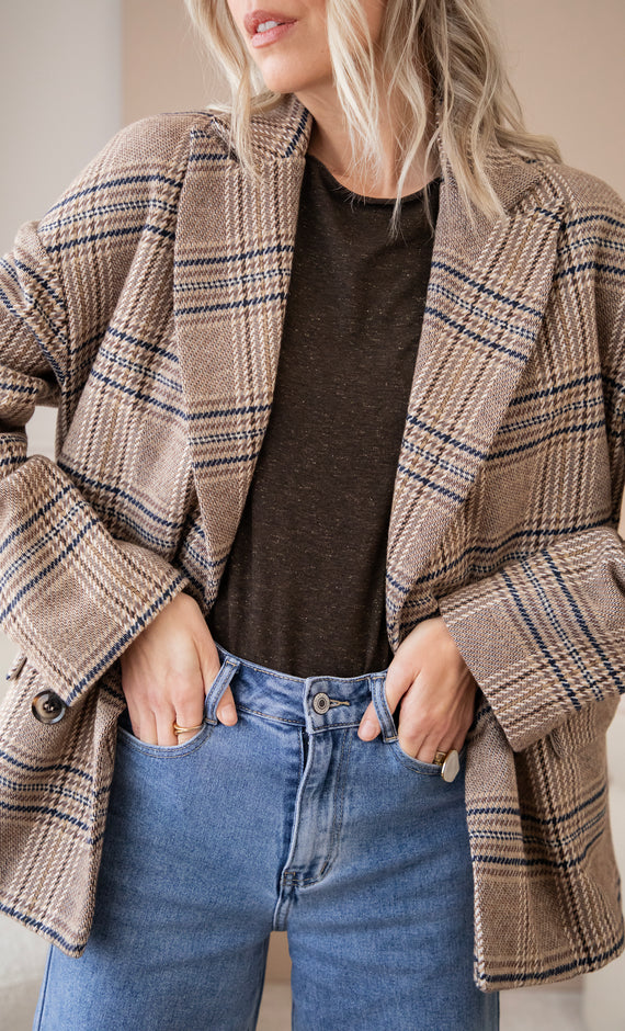 Plaid Perfection Taupe - Jacket/Blazer