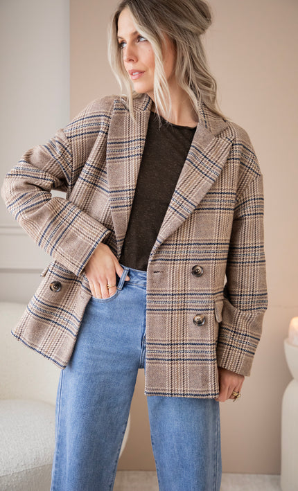 Plaid Perfection Taupe - Jacket/Blazer