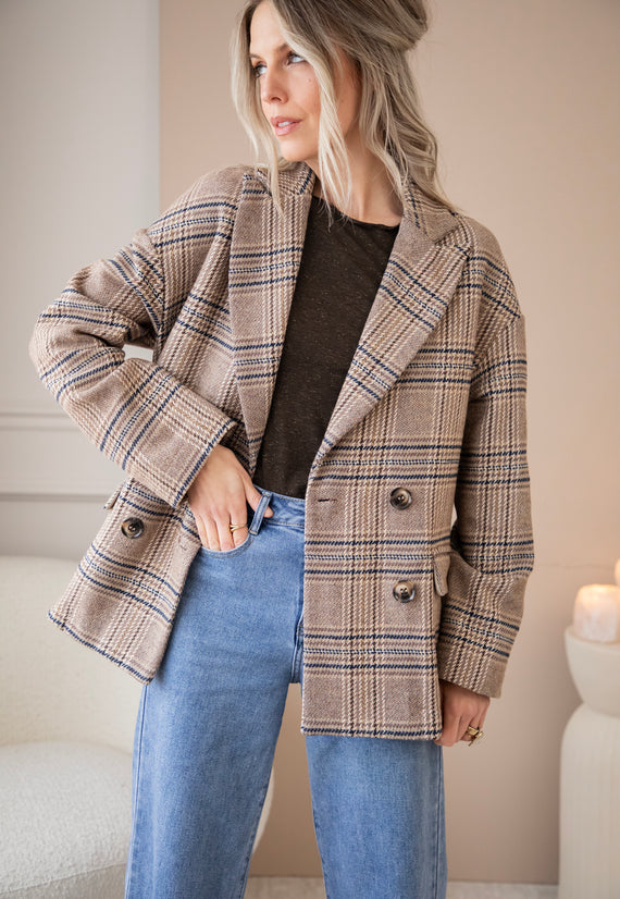 Plaid Perfection Taupe - Jacket/Blazer