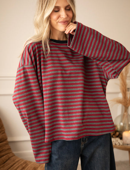 Sadie Stripe Burgundy/Grey/Navy - Longsleeve