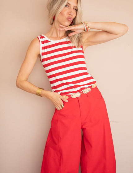 Top - Stripe Me Up - Rot/Offwhite