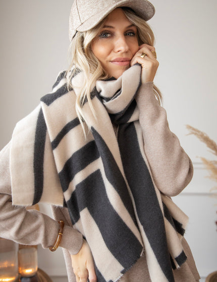 Warm Me Up Beige/Black - Sjaal