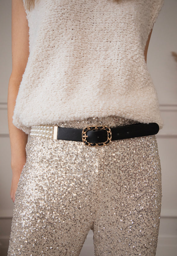 Pearly Waist White/Black - Belt