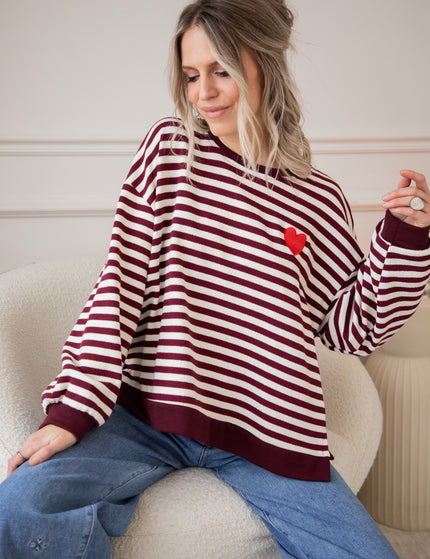 Heart For Stripes Burgundy/White - Sweater