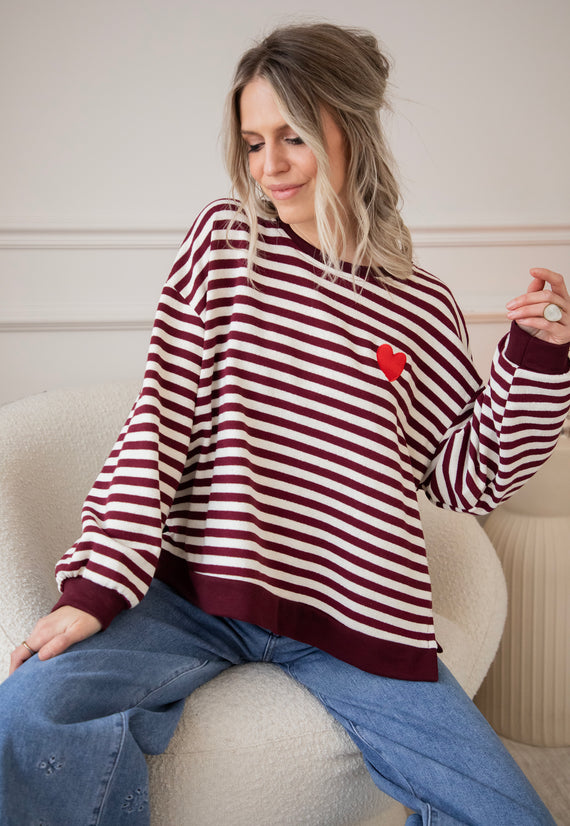 Heart For Stripes Burgundy/White - Sweater