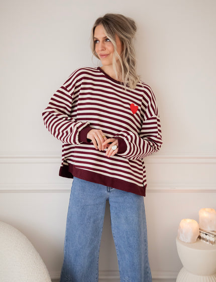 Heart For Stripes Burgundy/White - Sweater