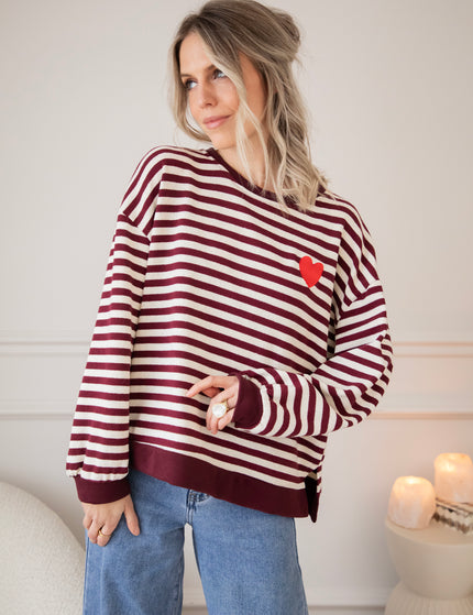 Heart For Stripes Burgundy/White - Sweater