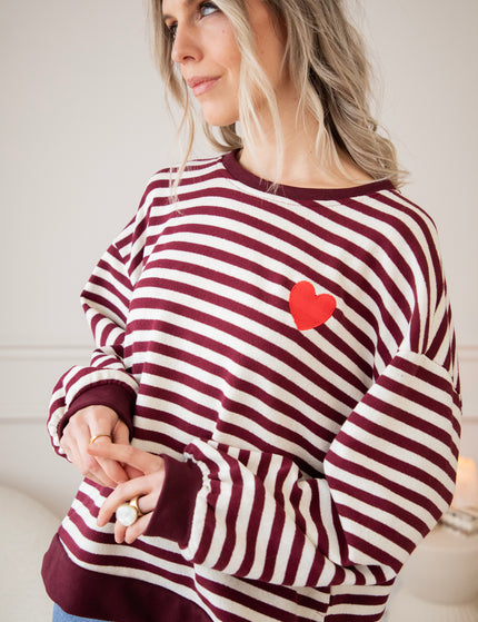 Heart For Stripes Burgundy/White - Sweater