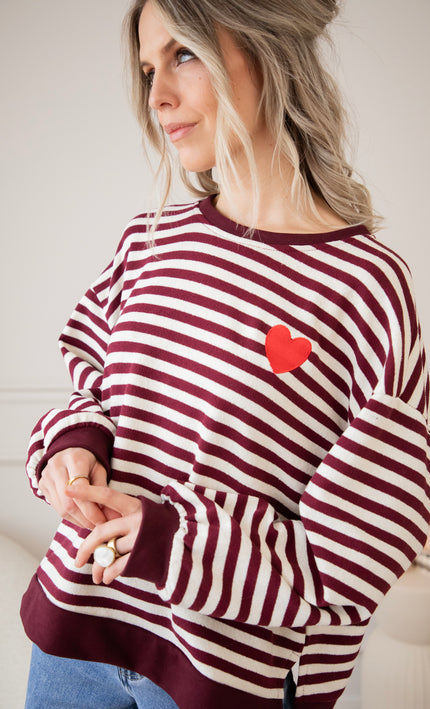 Heart For Stripes Burgundy/White - Sweater