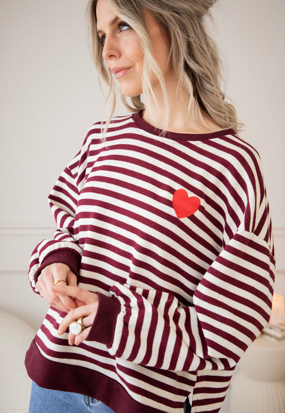 Heart For Stripes Burgundy/White - Sweater