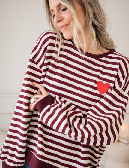 Heart For Stripes Burgundy/White - Sweater