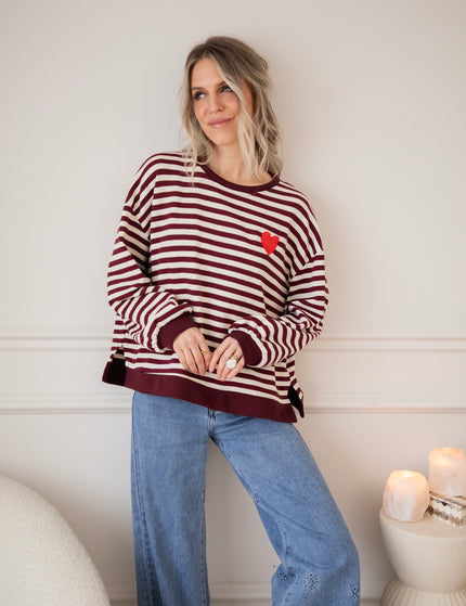 Heart For Stripes Burgundy/White - Sweater