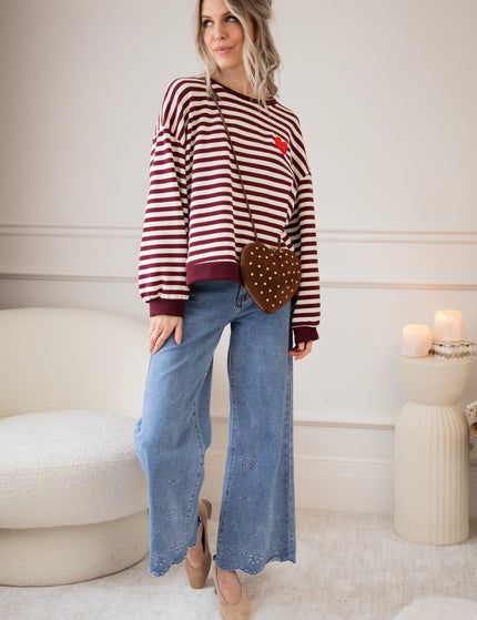Heart For Stripes Burgundy/White - Sweater