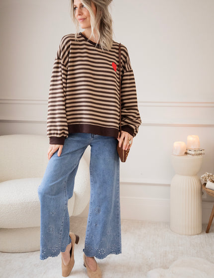 Heart For Stripes Choco/Beige - Sweater