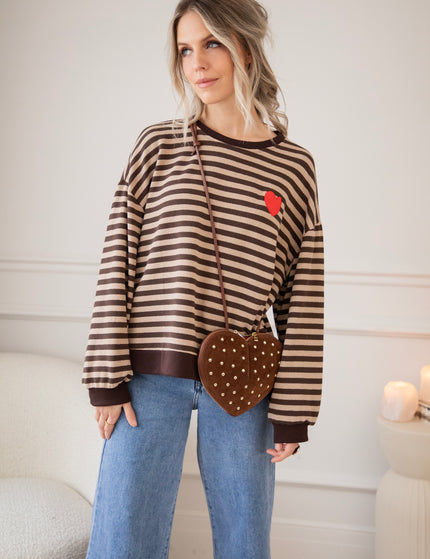 Heart For Stripes Choco/Beige - Sweater