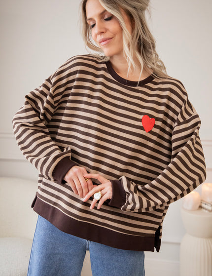 Heart For Stripes Choco/Beige - Sweater