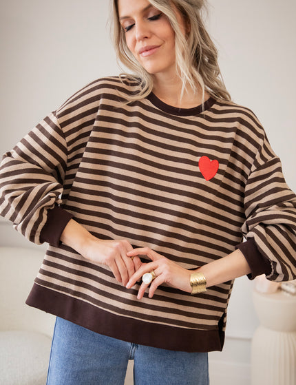 Heart For Stripes Choco/Beige - Sweater