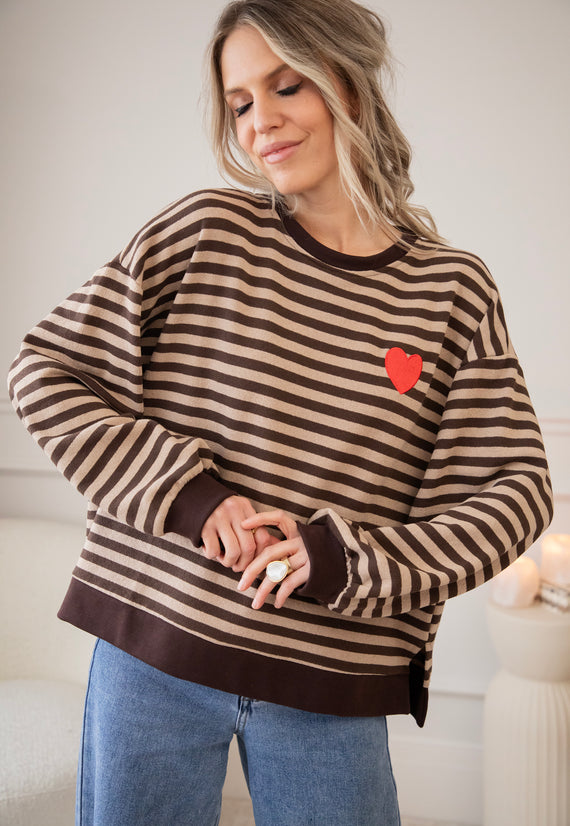 Heart For Stripes Choco/Beige - Sweater