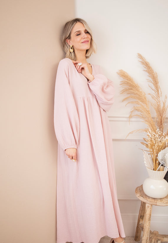 Maud Tetra Soft Pink - Maxi Jurk