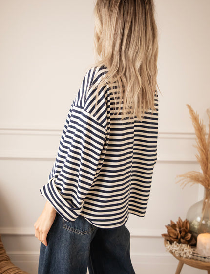 Sadie Stripe Beige/Navy/Burgundy - Longsleeve