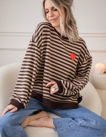 Heart For Stripes Choco/Beige - Sweater