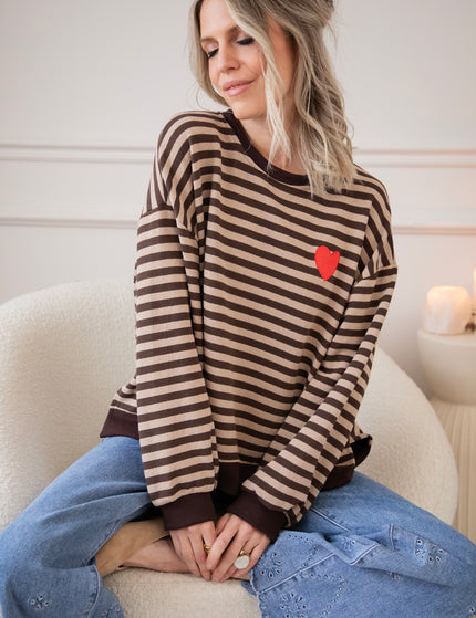 Heart For Stripes Choco/Beige - Sweater