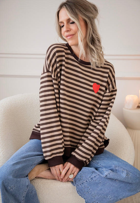 Heart For Stripes Choco/Beige - Sweater