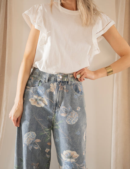 Wide Flower Blue - Jeans