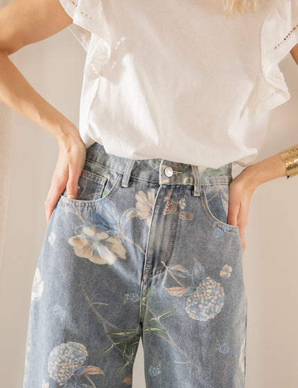 Wide Flower Blue - Jeans