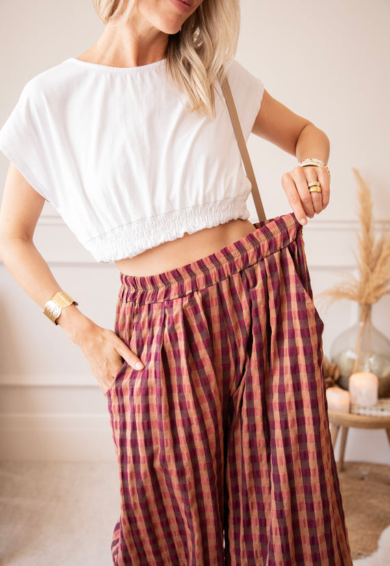 Candy Check Camel/Pink - Pants