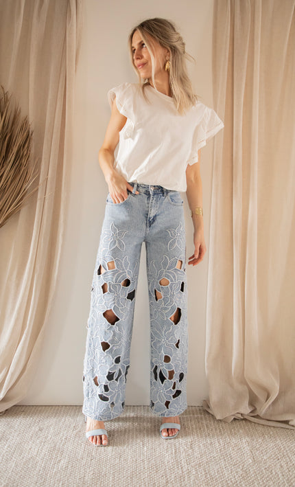 Flower Fantasy Blue - Jeans