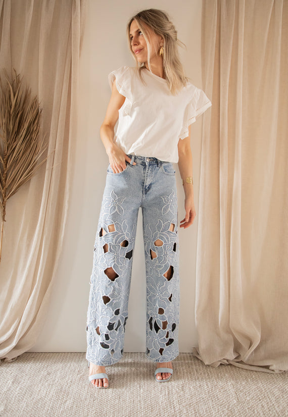 Flower Fantasy Blue - Jeans