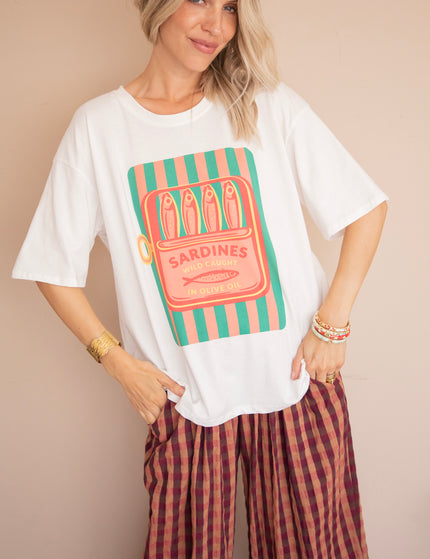 T-Shirt - Sardines Stripes - Weiß