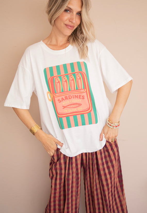 Sardines Stripes White - T-Shirt