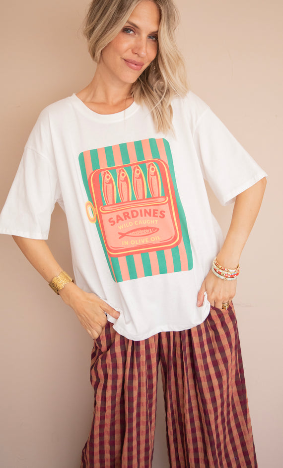 Sardines Stripes White - T-Shirt